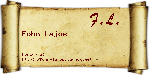 Fohn Lajos névjegykártya